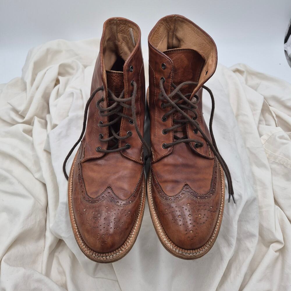 Gordon Rush Max Wingtip Boots Italian calf leather brown men's size 10.5